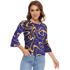 Squiggly Lines Blue Ombre Bell Sleeve Top