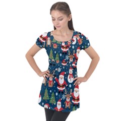 Christmas Decoration Puff Sleeve Tunic Top by Ravend