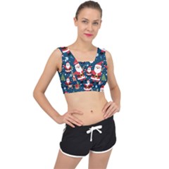 Christmas Decoration V-back Sports Bra by Ravend