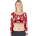 Christmas Tree Deer Pattern Red Long Sleeve Crop Top View1