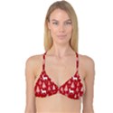 Christmas Tree Deer Pattern Red Reversible Tri Bikini Top View1