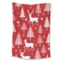 Christmas Tree Deer Pattern Red Large Tapestry View1