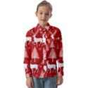 Christmas Tree Deer Pattern Red Kids  Long Sleeve Shirt View1