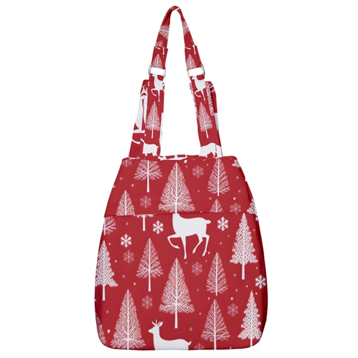 Christmas Tree Deer Pattern Red Center Zip Backpack