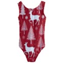 Christmas Tree Deer Pattern Red Kids  Cut-Out Back One Piece Swimsuit View1