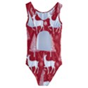 Christmas Tree Deer Pattern Red Kids  Cut-Out Back One Piece Swimsuit View2