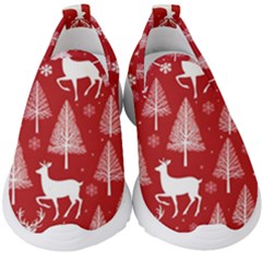 Christmas Tree Deer Pattern Red Kids  Slip On Sneakers by Ravend