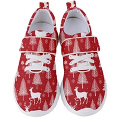 Christmas Tree Deer Pattern Red Women s Velcro Strap Shoes by Ravend