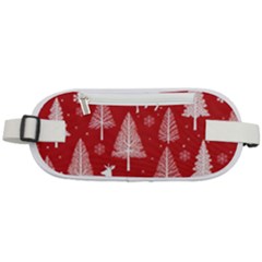 Christmas Tree Deer Pattern Red Rounded Waist Pouch by Ravend