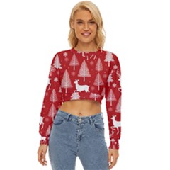 Christmas Tree Deer Pattern Red Lightweight Long Sleeve Sweatshirt