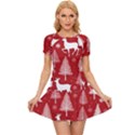 Christmas Tree Deer Pattern Red Women s Sports Wear Set View1