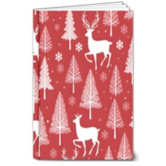 Christmas Tree Deer Pattern Red 8  X 10  Hardcover Notebook by Ravend