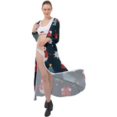 Snowmen Christmas Trees Maxi Chiffon Beach Wrap by Ravend