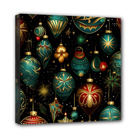 Christmas Ornaments Pattern Mini Canvas 8  X 8  (stretched)