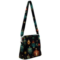 Christmas Ornaments Pattern Zipper Messenger Bag by Ravend