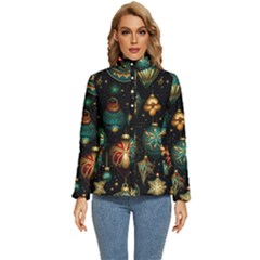 Christmas Ornaments Pattern Women s Puffer Bubble Jacket Coat by Ravend