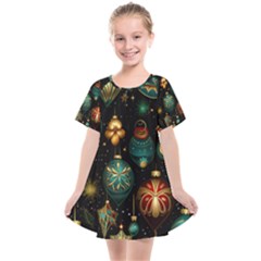 Christmas Ornaments Pattern Kids  Smock Dress by Ravend