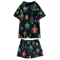 Christmas Ornaments Pattern Kids  Swim T-shirt And Shorts Set