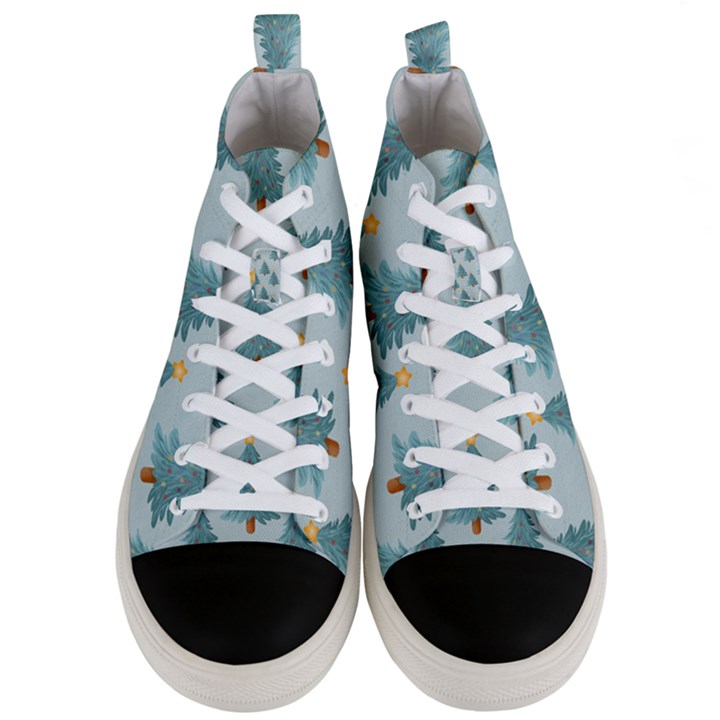 Christmas Trees Time Men s Mid-Top Canvas Sneakers