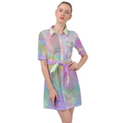 Abstract Background Texture Belted Shirt Dress by Ravend