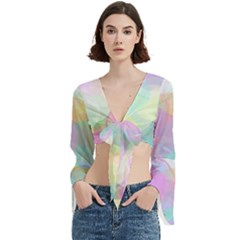 Abstract Background Texture Trumpet Sleeve Cropped Top