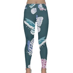 Butterfly Pattern Dead Death Rose Classic Yoga Leggings by Ravend