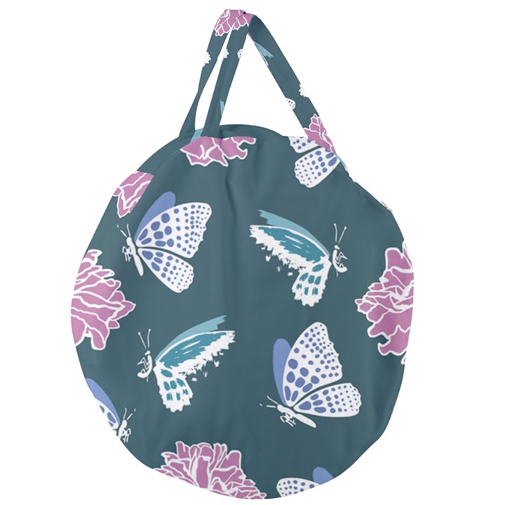 Butterfly Pattern Dead Death Rose Giant Round Zipper Tote