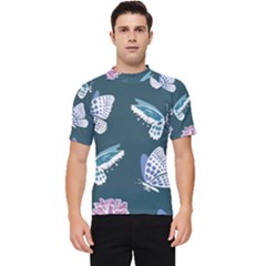 Butterfly Pattern Dead Death Rose Men s Short Sleeve Rash Guard by Ravend