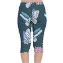 Butterfly Pattern Dead Death Rose Velvet Capri Leggings  View2