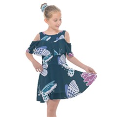 Butterfly Pattern Dead Death Rose Kids  Shoulder Cutout Chiffon Dress by Ravend