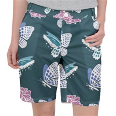 Butterfly Pattern Dead Death Rose Women s Pocket Shorts by Ravend