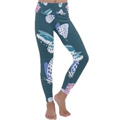 Butterfly Pattern Dead Death Rose Kids  Lightweight Velour Classic Yoga Leggings by Ravend