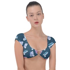 Butterfly Pattern Dead Death Rose Cap Sleeve Ring Bikini Top by Ravend