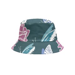 Butterfly Pattern Dead Death Rose Inside Out Bucket Hat (kids) by Ravend