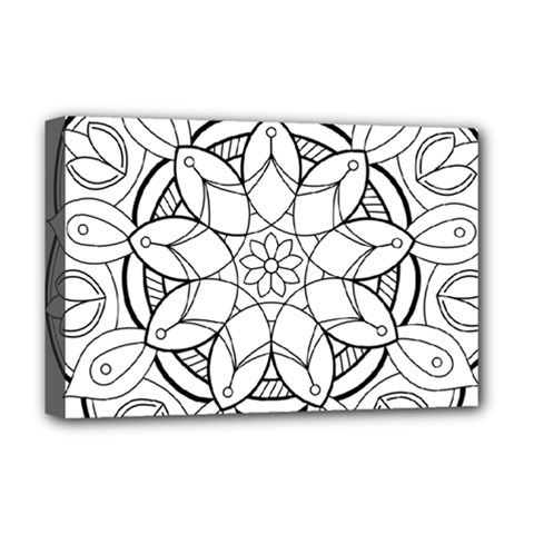 Mandala Drawing Dyes Page Deluxe Canvas 18  X 12  (stretched) by Ravend