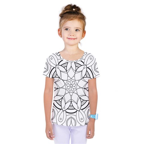 Mandala Drawing Dyes Page Kids  One Piece T-shirt by Ravend