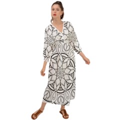 Mandala Drawing Dyes Page Grecian Style  Maxi Dress by Ravend