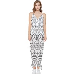 Mandala Drawing Dyes Page Sleeveless Tie Ankle Chiffon Jumpsuit