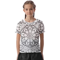 Mandala Drawing Dyes Page Kids  Frill Chiffon Blouse by Ravend