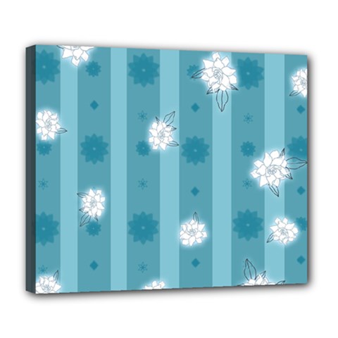 Gardenia Flowers White Blue Deluxe Canvas 24  X 20  (stretched) by Ravend