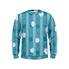 Gardenia Flowers White Blue Kids  Sweatshirt by Ravend