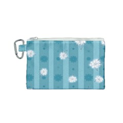 Gardenia Flowers White Blue Canvas Cosmetic Bag (small) by Ravend