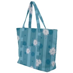 Gardenia Flowers White Blue Zip Up Canvas Bag by Ravend