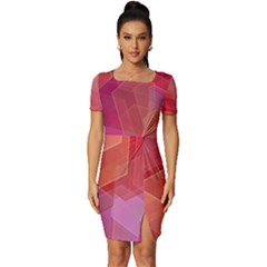 Abstract Background Texture Pattern Fitted Knot Split End Bodycon Dress by Ravend