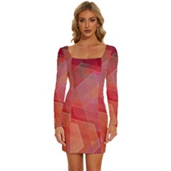 Abstract Background Texture Pattern Long Sleeve Square Neck Bodycon Velvet Dress by Ravend