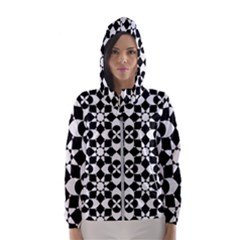 Mosaic Floral Repeat Pattern Women s Hooded Windbreaker by Ravend