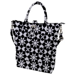 Mosaic Floral Repeat Pattern Buckle Top Tote Bag by Ravend