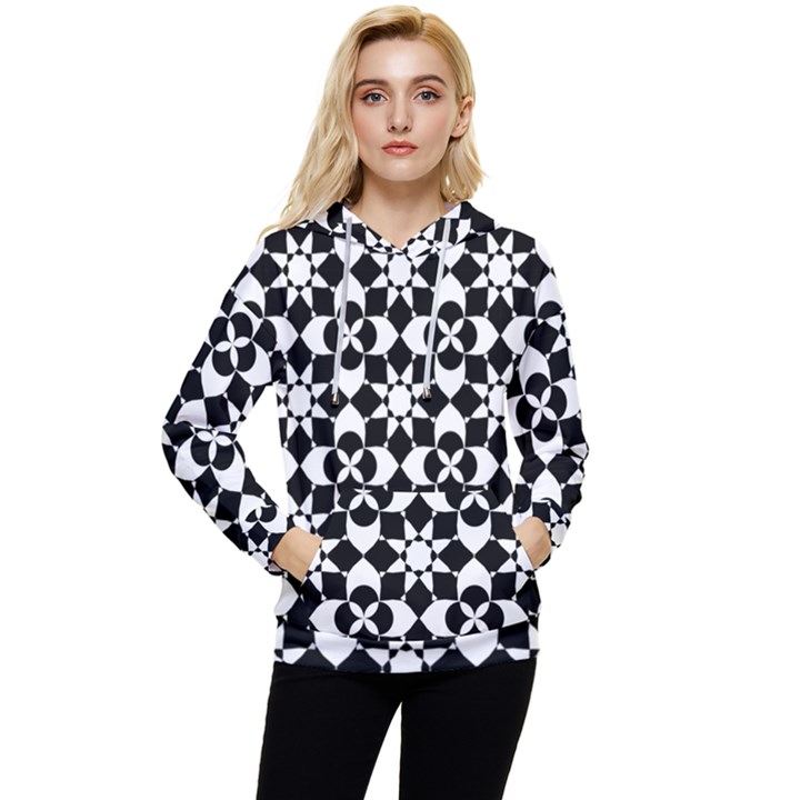 Mosaic Floral Repeat Pattern Women s Lightweight Drawstring Hoodie