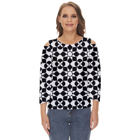 Mosaic Floral Repeat Pattern Cut Out Wide Sleeve Top by Ravend