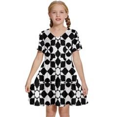 Mosaic Floral Repeat Pattern Kids  Short Sleeve Tiered Mini Dress by Ravend